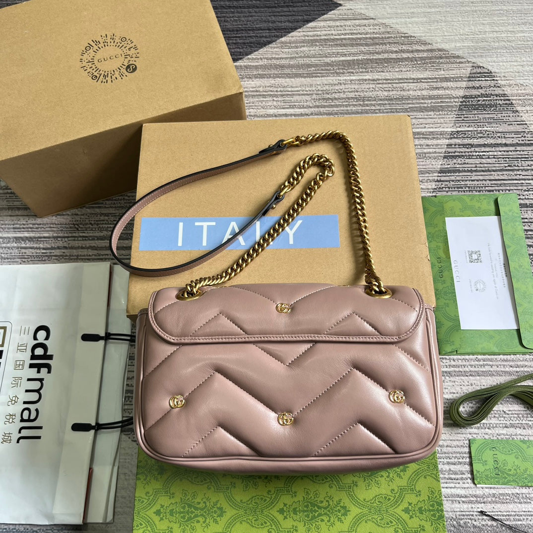 SAC GG MARMONT MOYEN 26 EN CUIR D'AGNEAU ROSE VIF