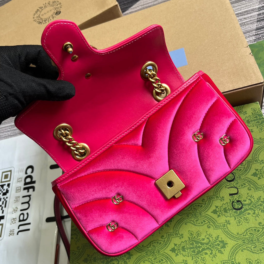 SAC GG MARMONT MINI 22 EN VELOURS ROSE VIF