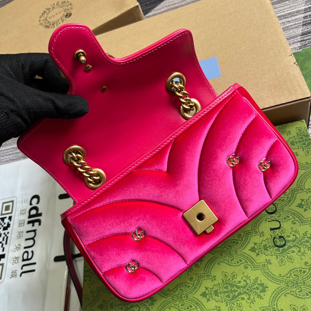SAC GG MARMONT MINI 22 EN VELOURS ROSE VIF