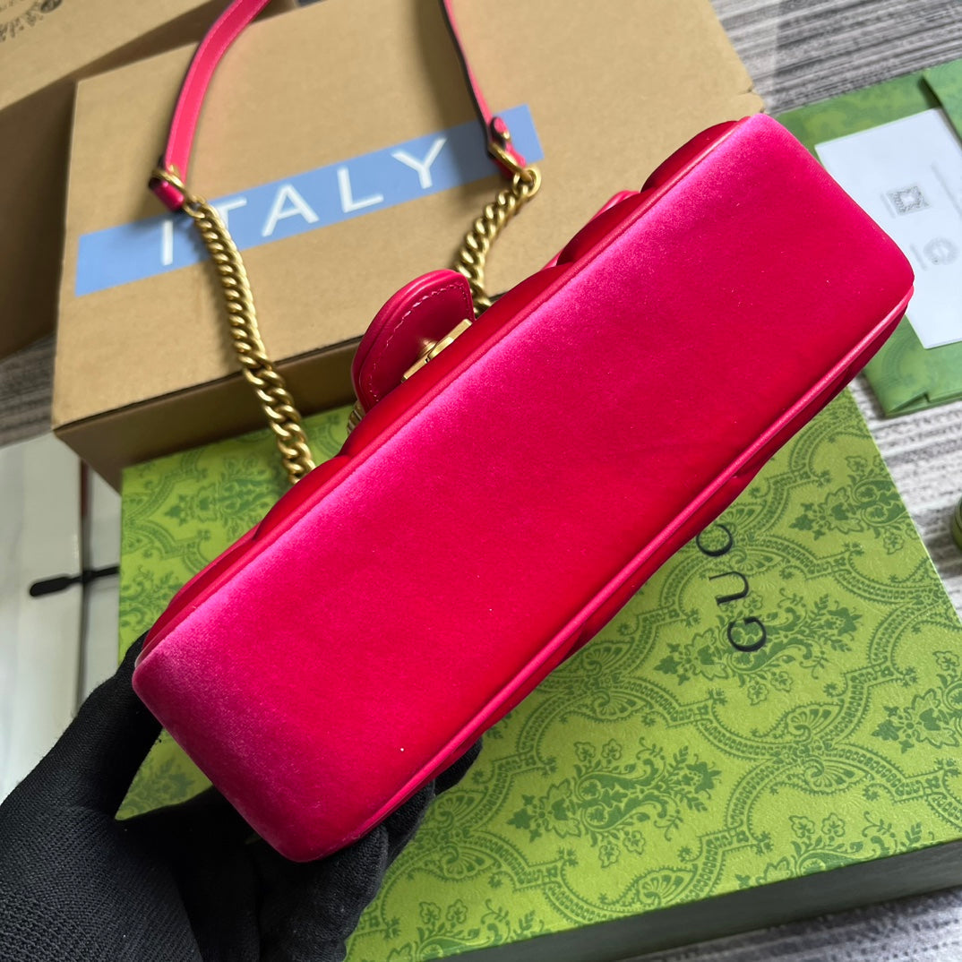 SAC GG MARMONT MINI 22 EN VELOURS ROSE VIF