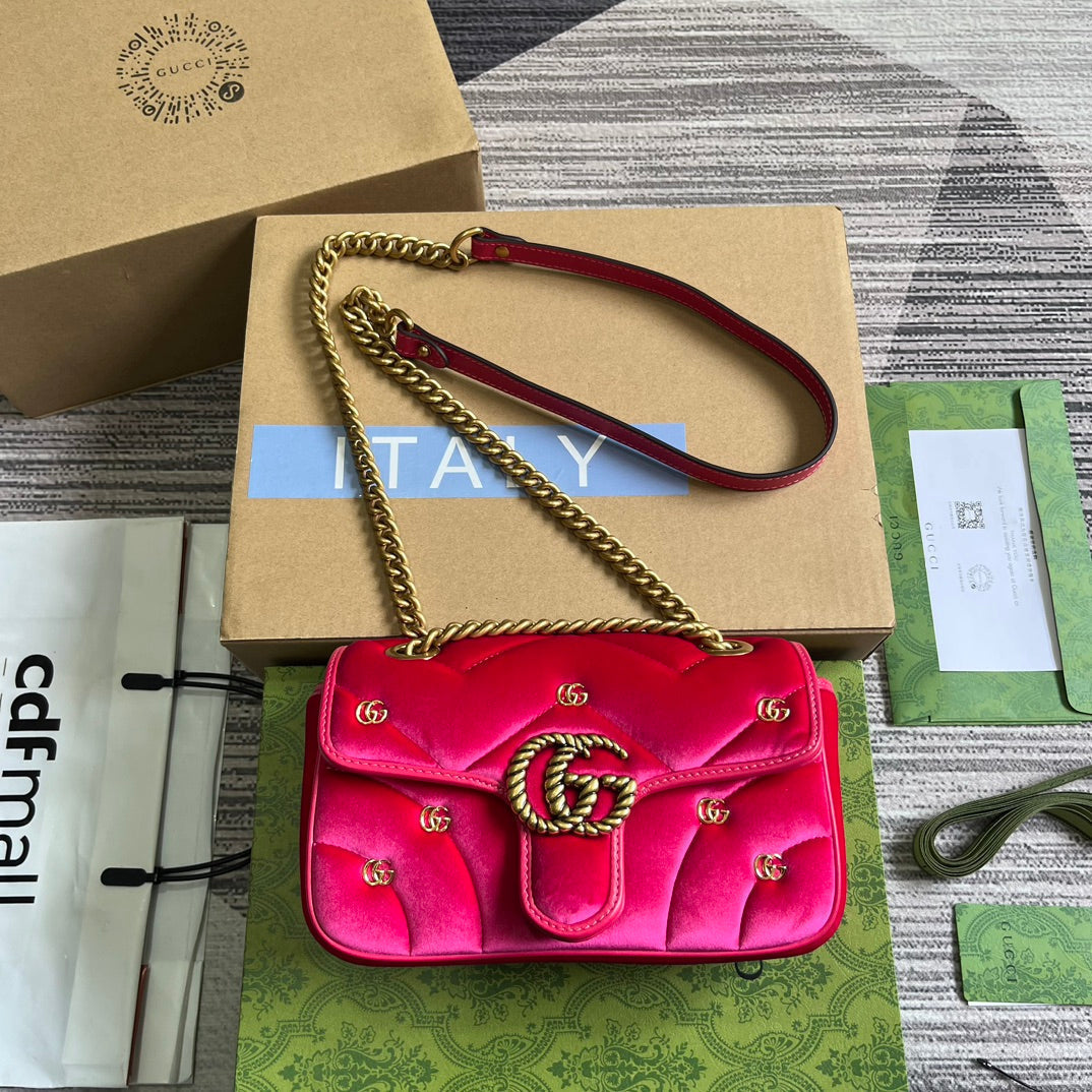 SAC GG MARMONT MINI 22 EN VELOURS ROSE VIF