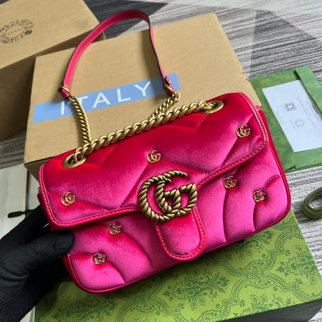 SAC GG MARMONT MINI 22 EN VELOURS ROSE VIF