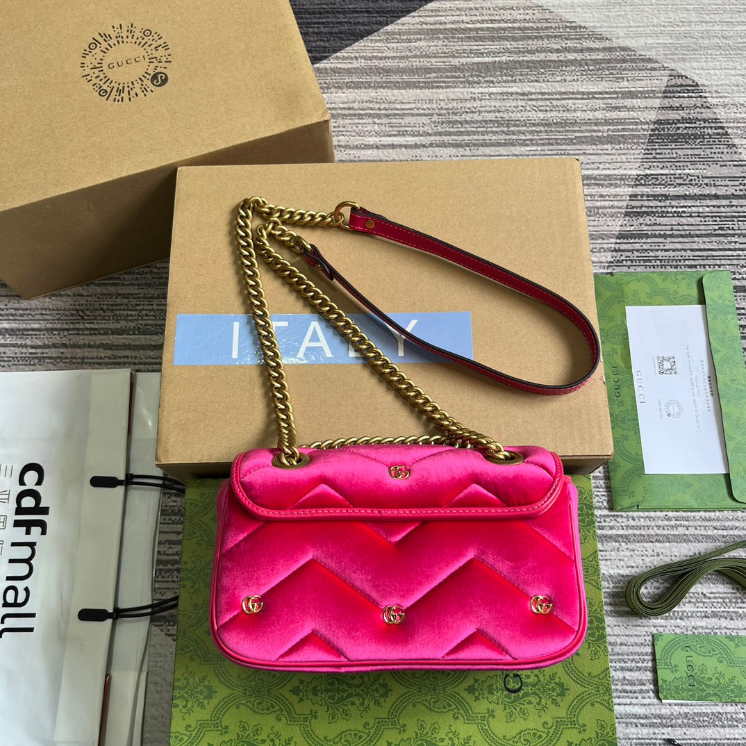 SAC GG MARMONT MINI 22 EN VELOURS ROSE VIF