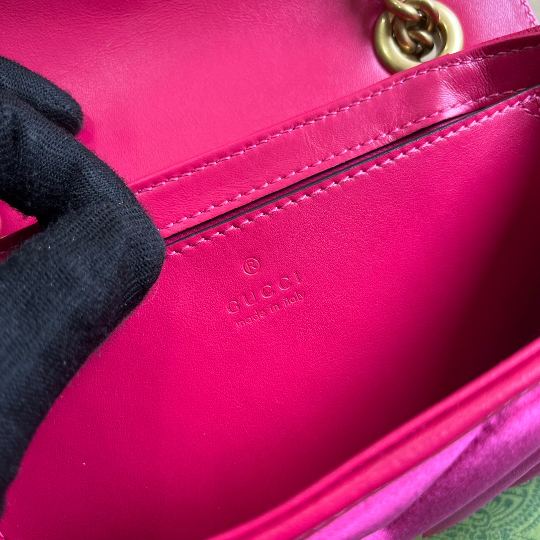 SAC GG MARMONT MINI 22 EN VELOURS ROSE VIF