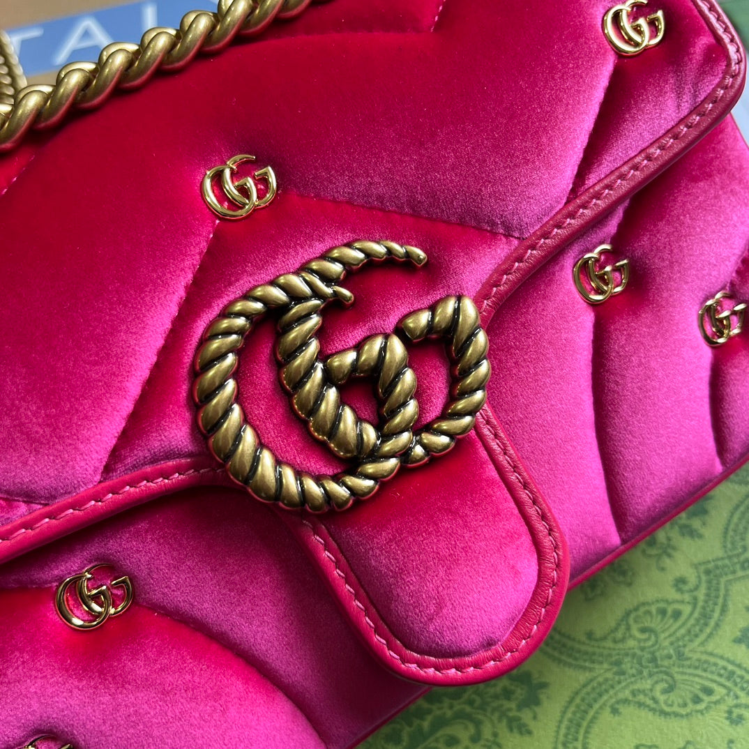 SAC GG MARMONT MINI 22 EN VELOURS ROSE VIF