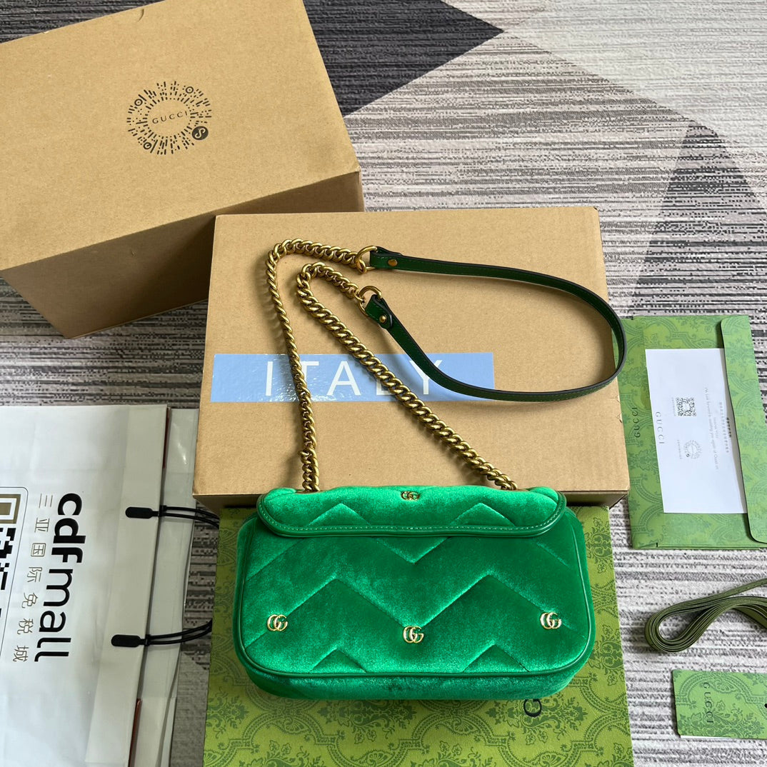 SAC GG MARMONT MINI 22 EN VELOURS VERT FRAIS