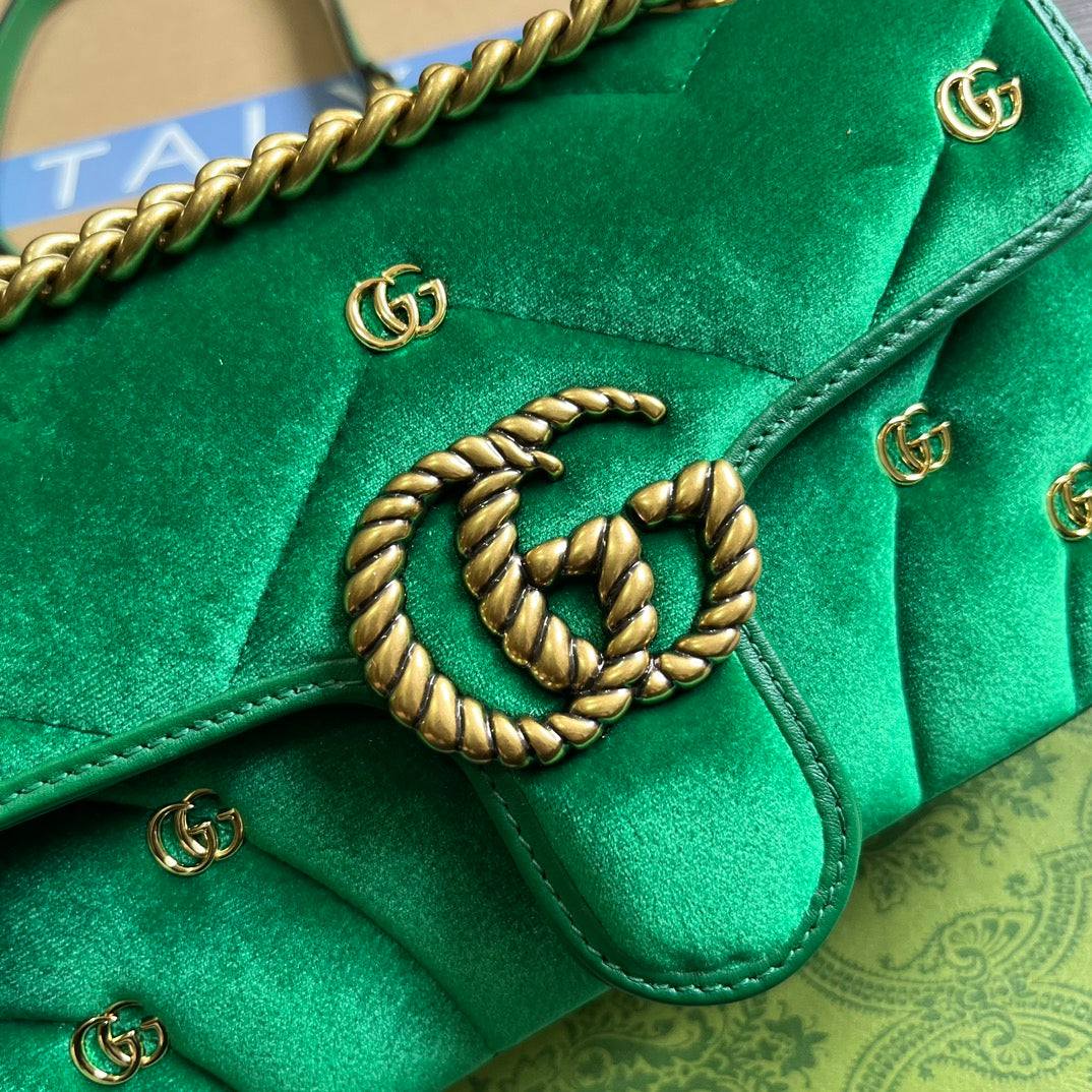 SAC GG MARMONT MINI 22 EN VELOURS VERT FRAIS