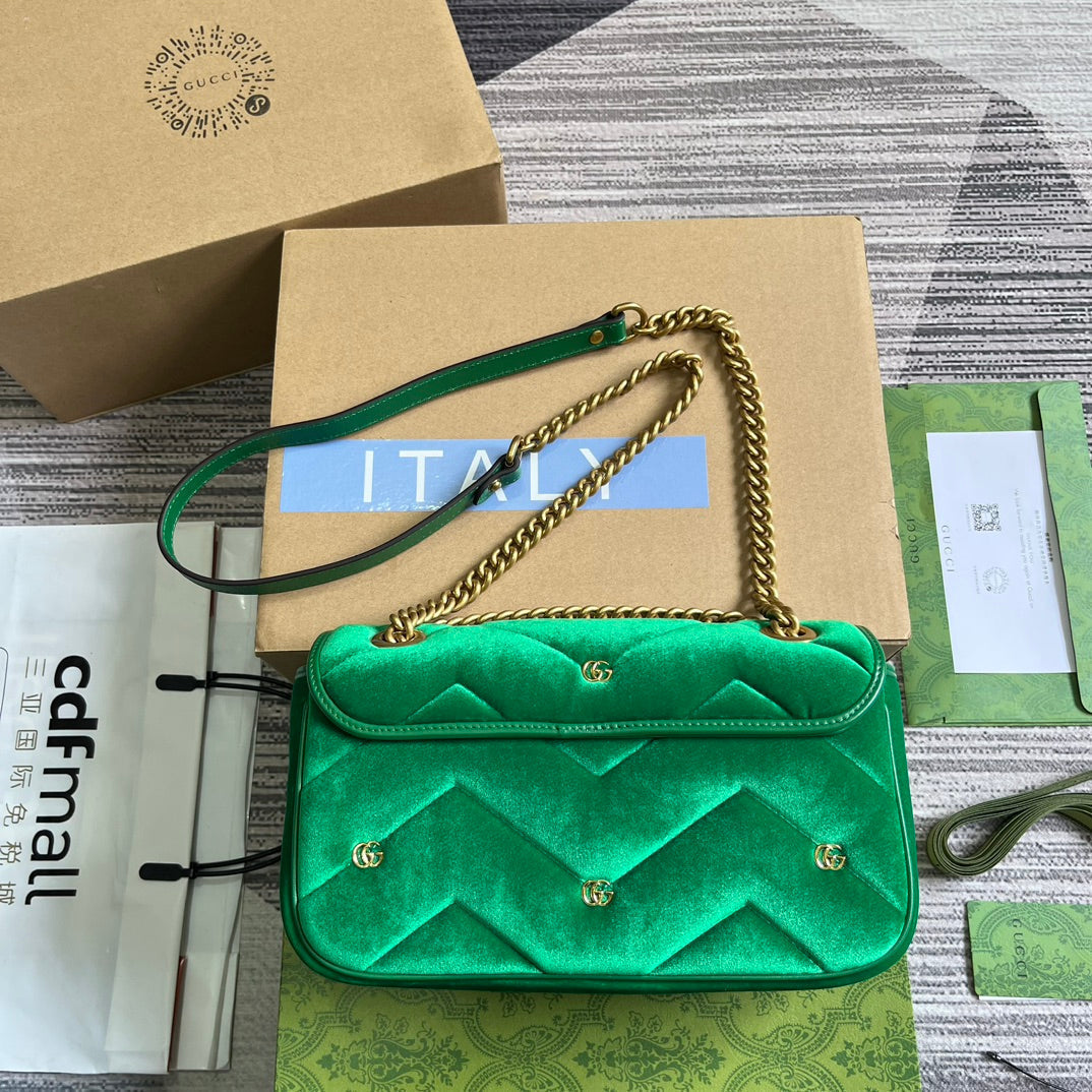 SAC GG MARMONT MOYEN 26 EN VELOURS VERT FRAIS