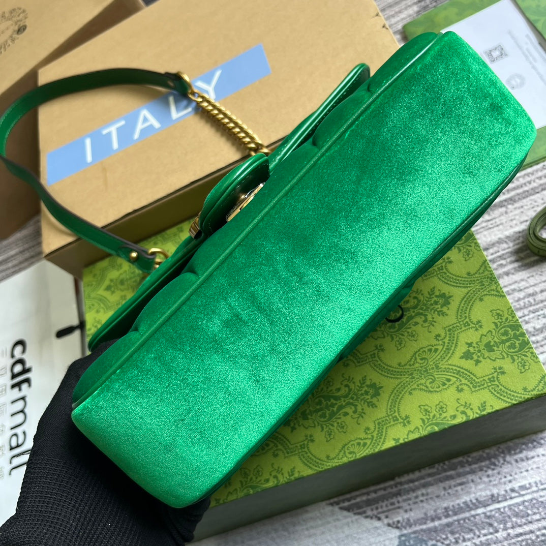 SAC GG MARMONT MOYEN 26 EN VELOURS VERT FRAIS