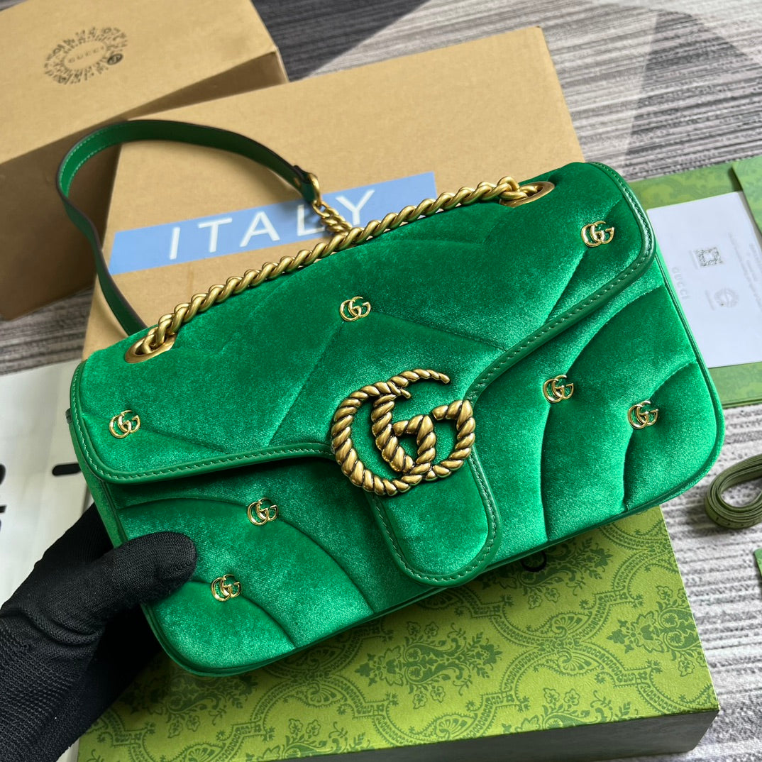 SAC GG MARMONT MOYEN 26 EN VELOURS VERT FRAIS