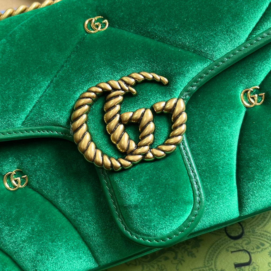 SAC GG MARMONT MOYEN 26 EN VELOURS VERT FRAIS