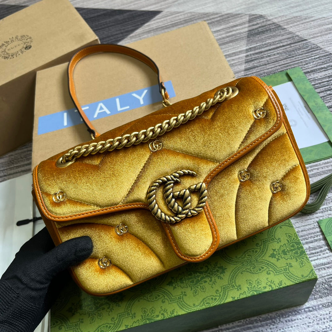 SAC GG MARMONT MOYEN 26 EN VELOURS DORÉ
