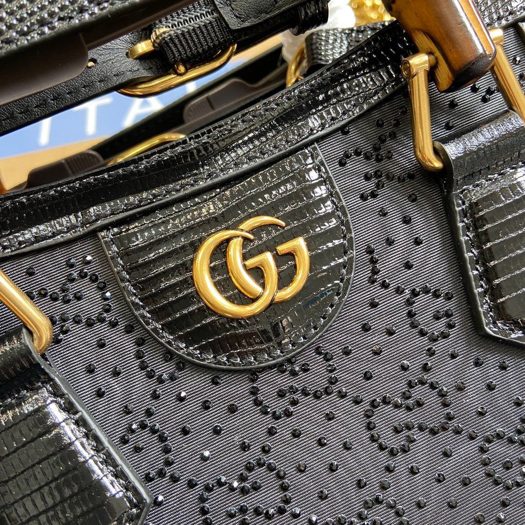 MINI SAC CABAS GG DIANA JUMBO 20 EN TOILE NOIRE