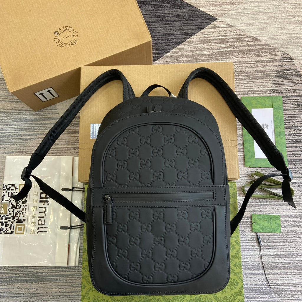 SAC À DOS GG 34 EN CUIR DE VEAU NOIR