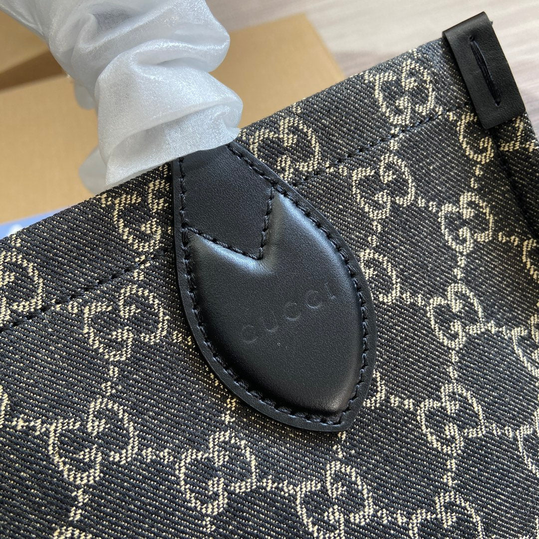 SAC CABAS MOYEN OPHIDIA GG 27 EN DENIM NOIR