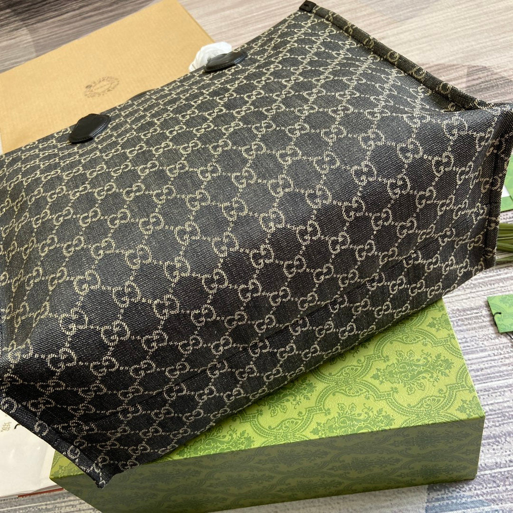 Grand sac fourre-tout OPHIDIA GG 41 en denim noir