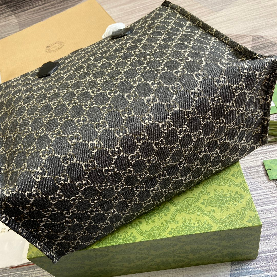 Grand sac fourre-tout OPHIDIA GG 41 en denim noir