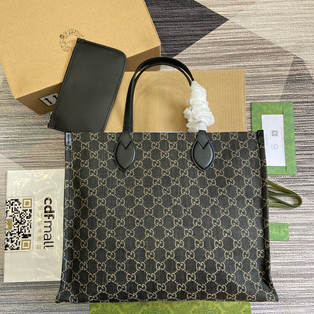 Grand sac fourre-tout OPHIDIA GG 41 en denim noir