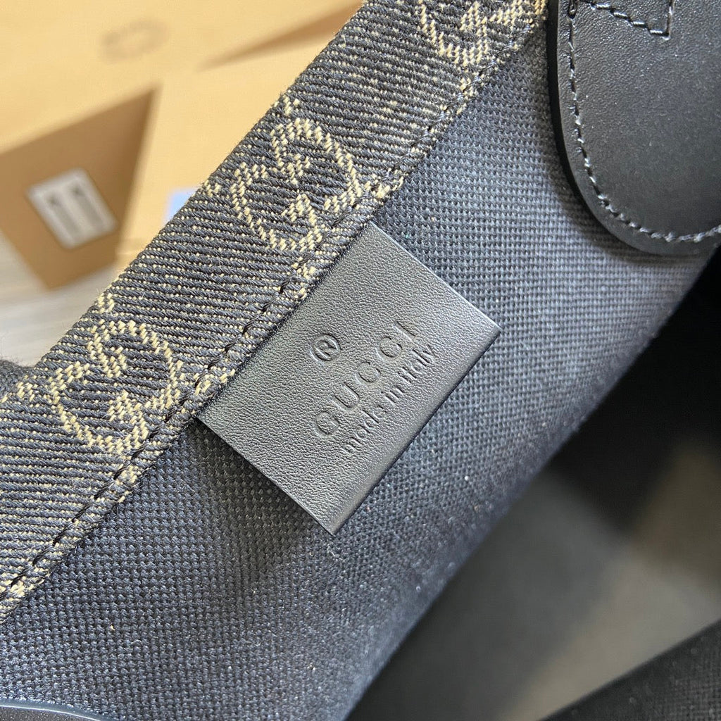Grand sac fourre-tout OPHIDIA GG 41 en denim noir