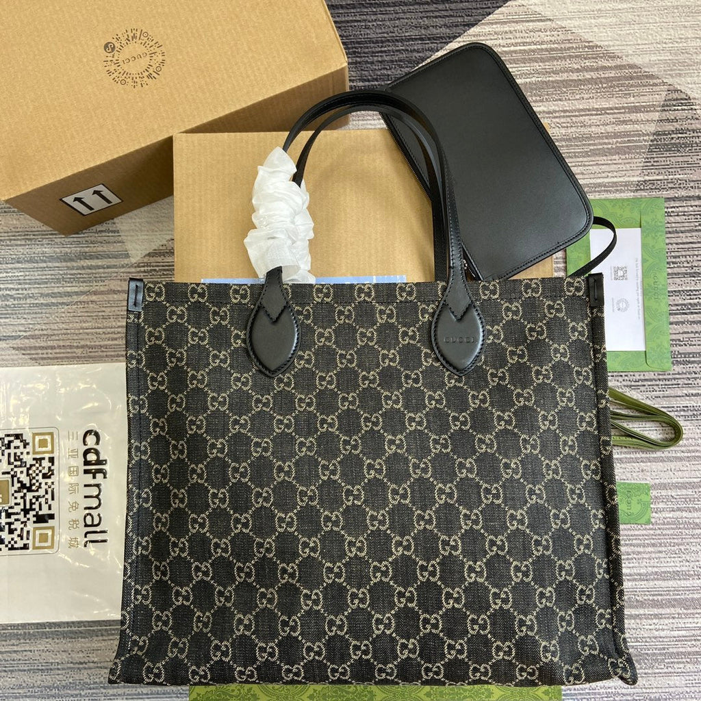 Grand sac fourre-tout OPHIDIA GG 41 en denim noir