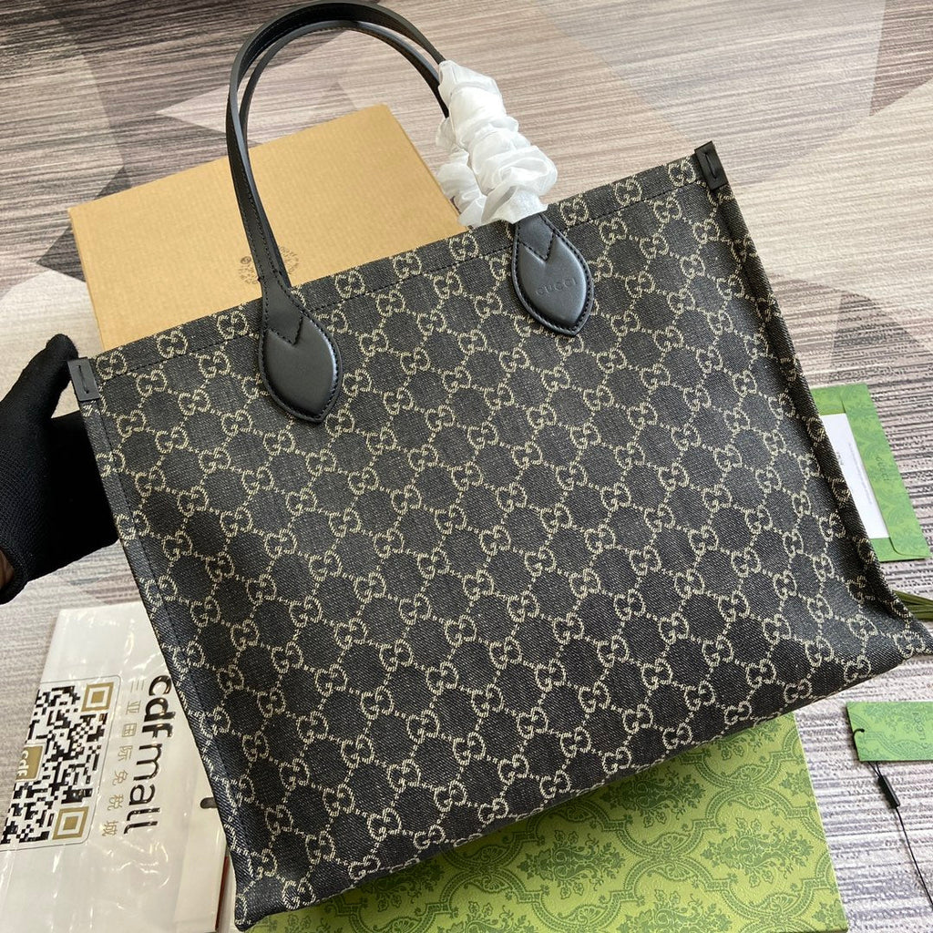 Grand sac fourre-tout OPHIDIA GG 41 en denim noir