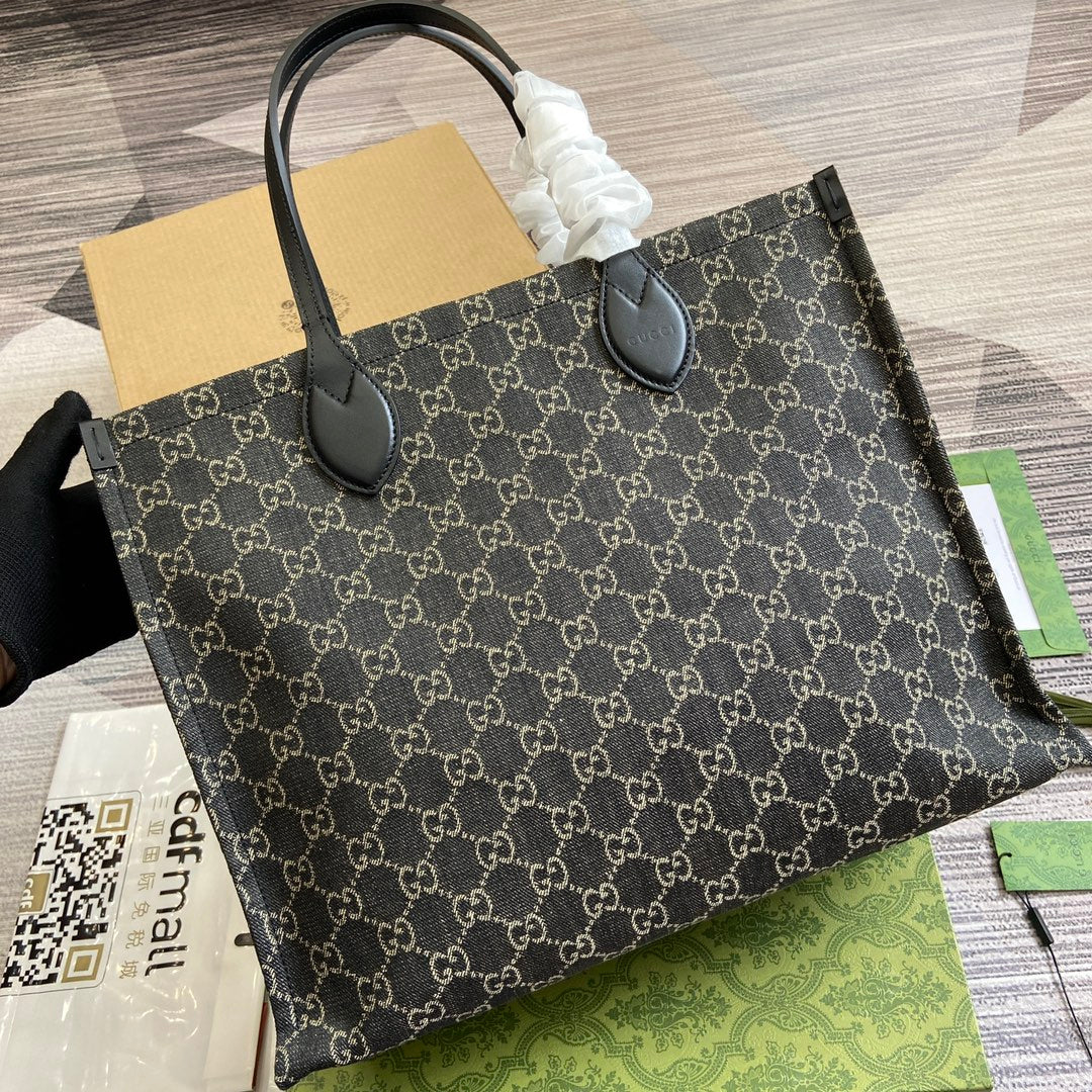 Grand sac fourre-tout OPHIDIA GG 41 en denim noir