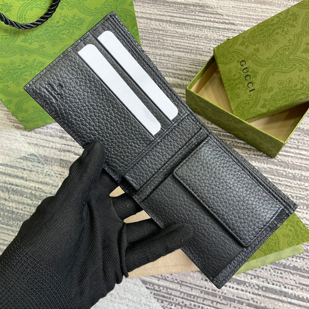 PORTEFEUILLE À DEUX VOLETS 11 EN CUIR DE VEAU NOIR