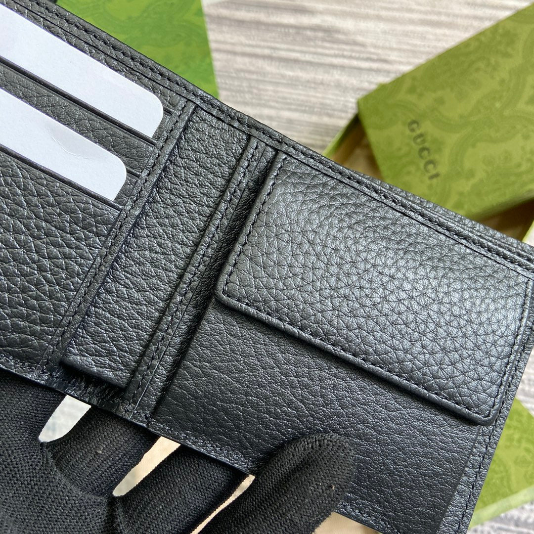 PORTEFEUILLE À DEUX VOLETS 11 EN CUIR DE VEAU NOIR