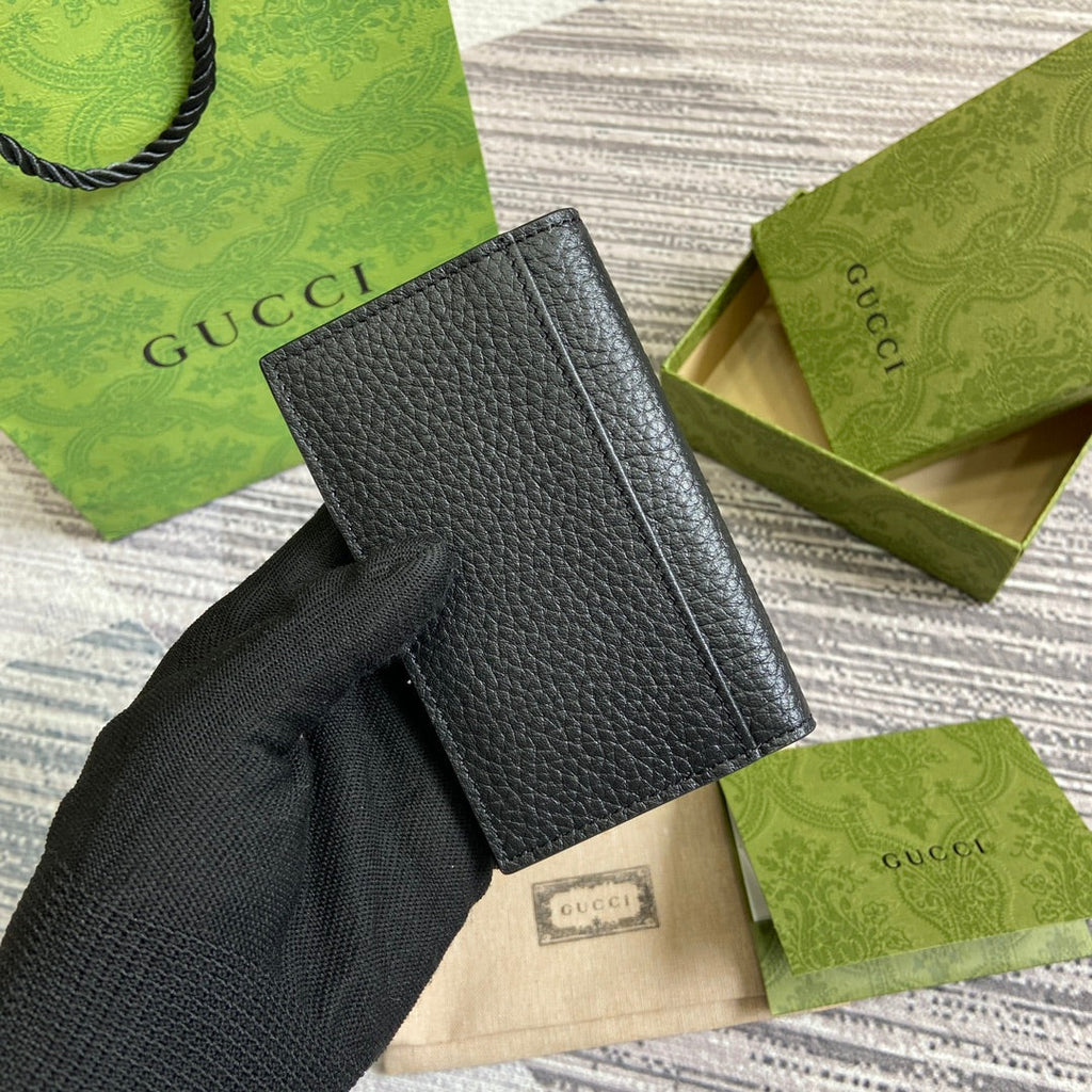 PORTE-CARTES LONG 12 EN CUIR DE VEAU NOIR