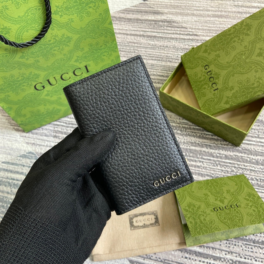 PORTE-CARTES LONG 12 EN CUIR DE VEAU NOIR