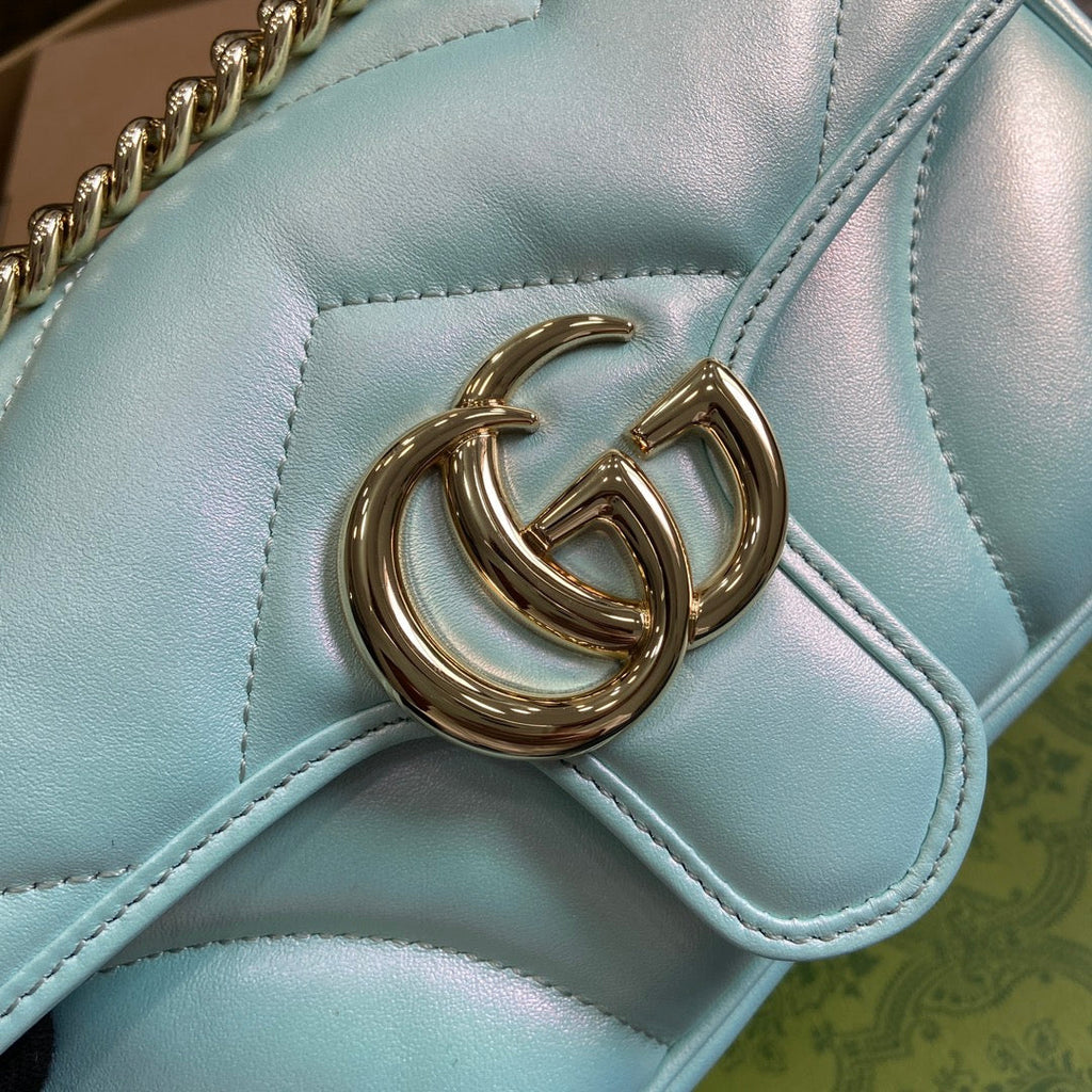 GG MARMONT 23 PETIT SAC À BANDOULIÈRE EN CUIR DE VEAU IRISÉ BLEU