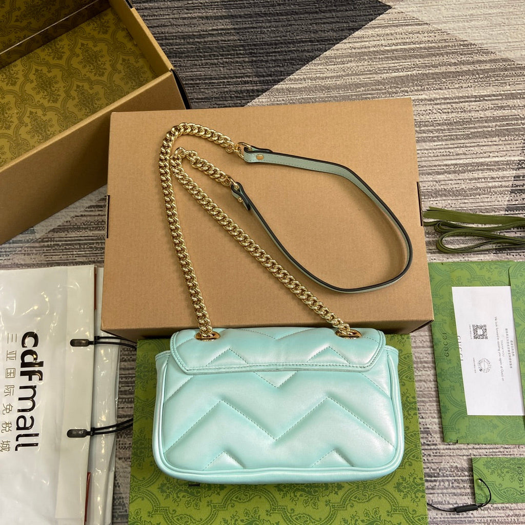 GG MARMONT 23 PETIT SAC À BANDOULIÈRE EN CUIR DE VEAU IRISÉ BLEU