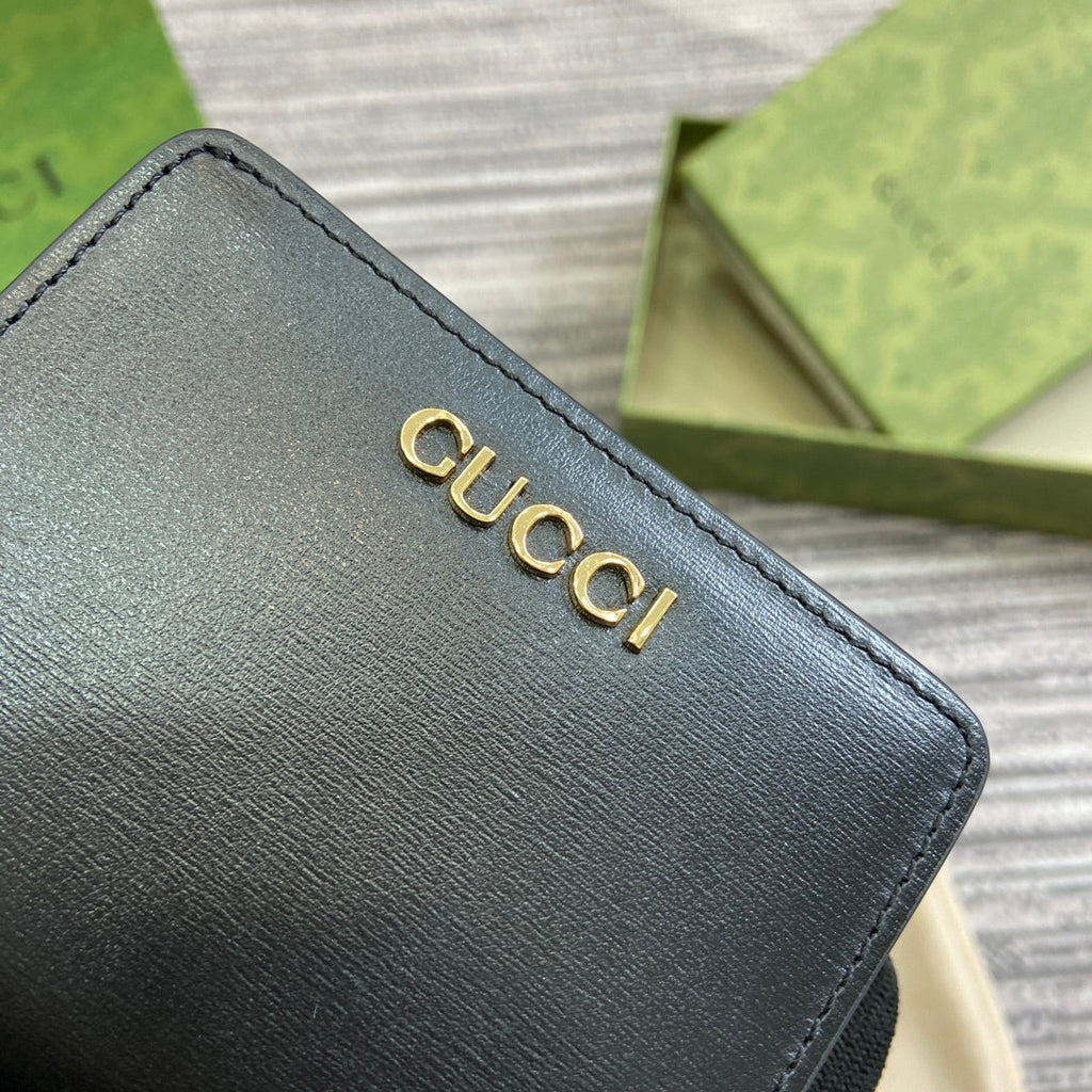 MINI WALLET 11 IN BLACK CALFSKIN GOLD HARDWARE