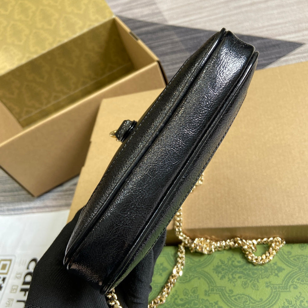 ジャッキー・ノッテ ミニバッグ 19インチ ブラック クラックラッカーカーフスキン ゴールド金具