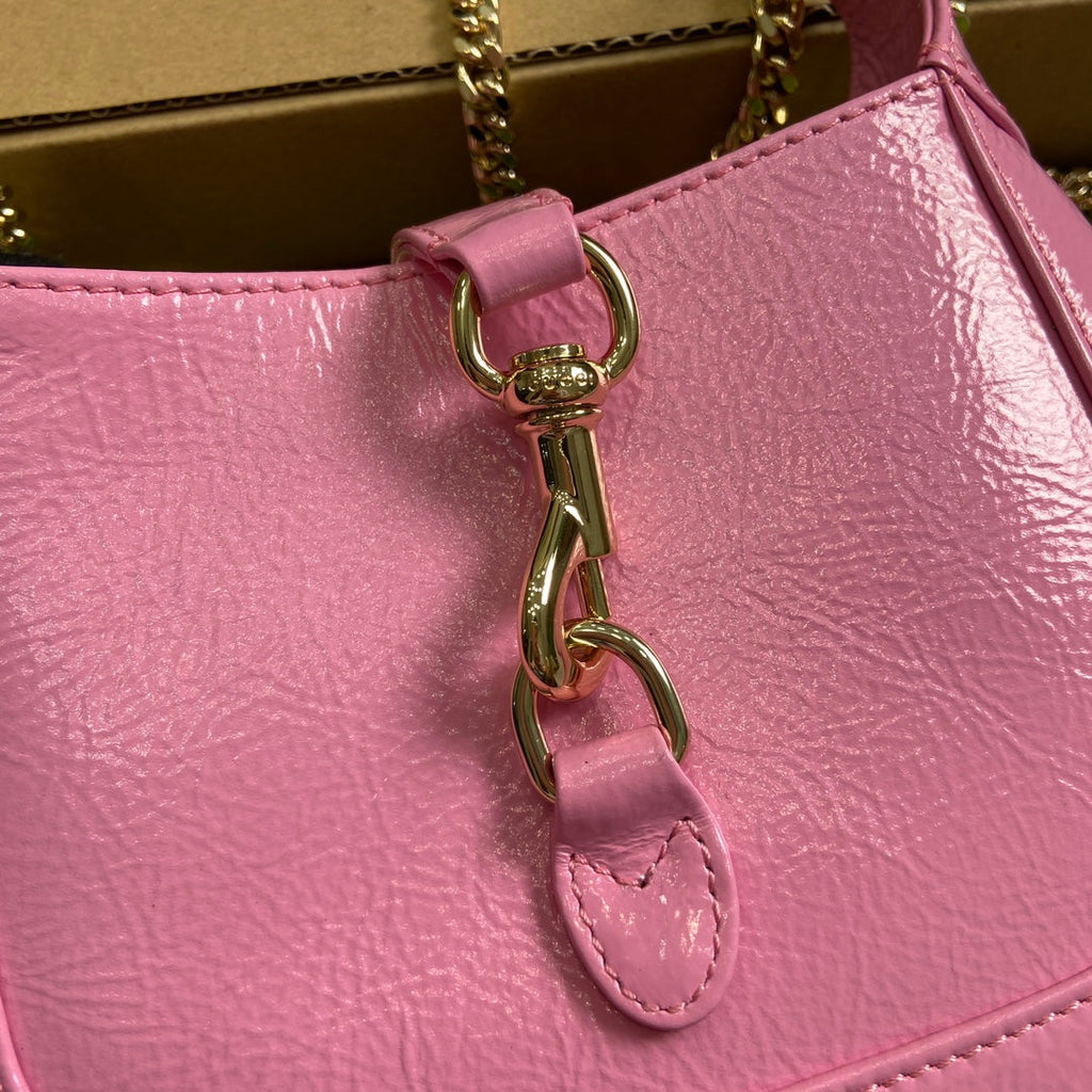 ジャッキー・ノッテ ミニバッグ 19インチ ピンク クラックラッカーカーフスキン ゴールド金具