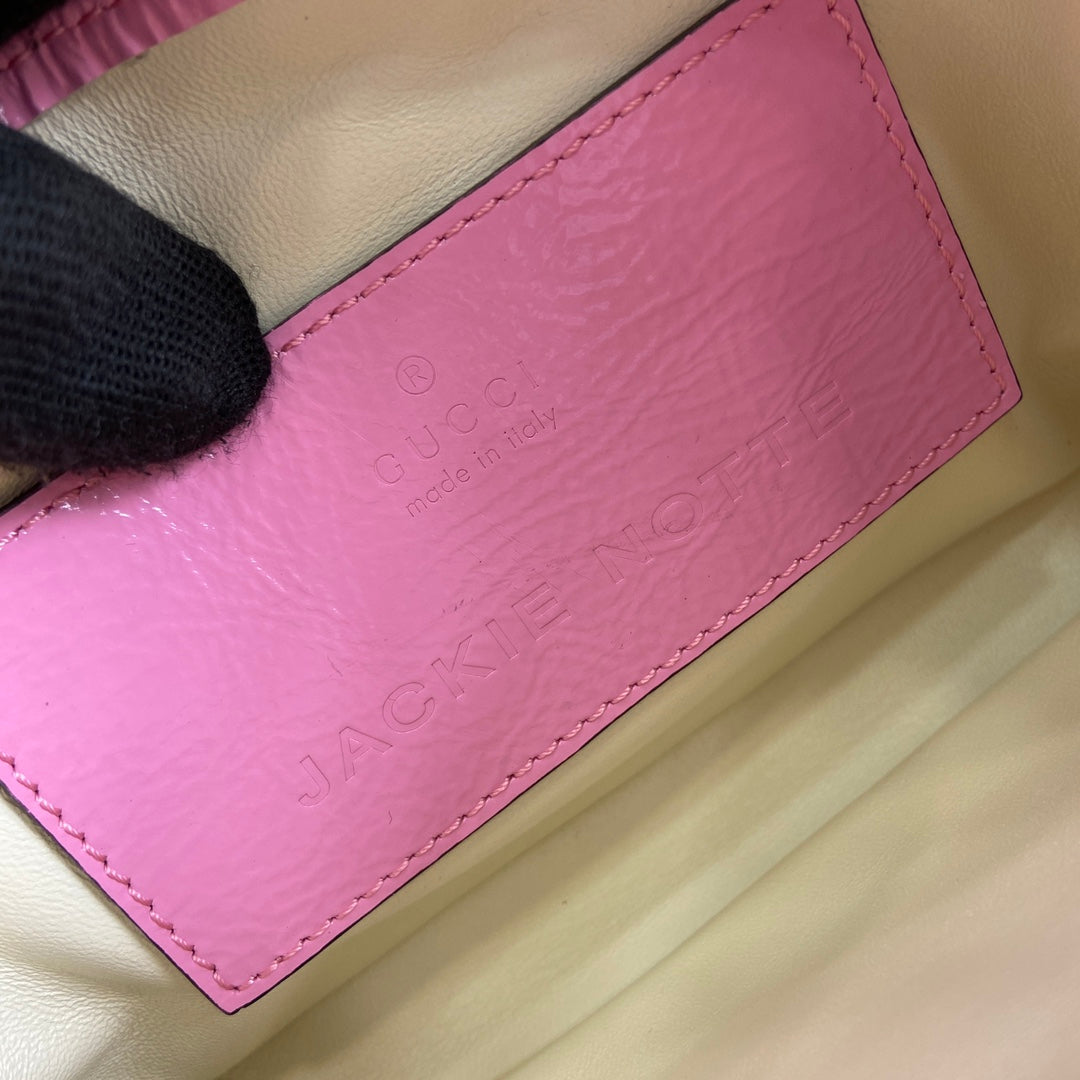 ジャッキー・ノッテ ミニバッグ 19インチ ピンク クラックラッカーカーフスキン ゴールド金具