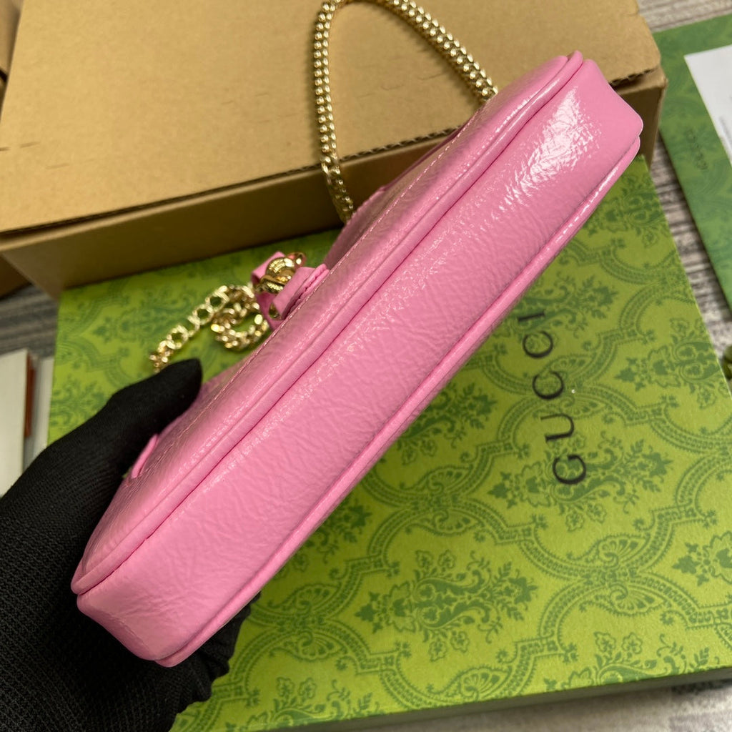 ジャッキー・ノッテ ミニバッグ 19インチ ピンク クラックラッカーカーフスキン ゴールド金具