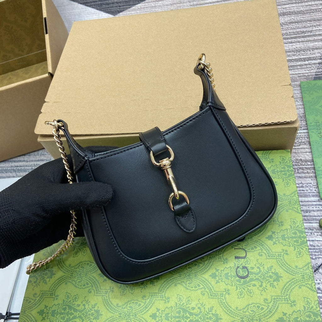 ジャッキー・ノッテ ミニバッグ 19インチ ブラック カーフスキン ゴールド金具