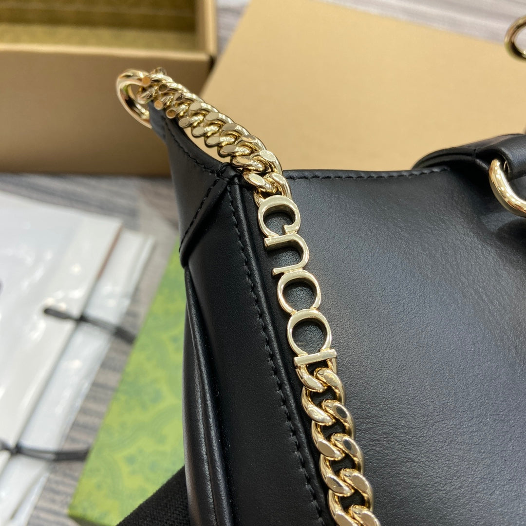 ジャッキー・ノッテ ミニバッグ 19インチ ブラック カーフスキン ゴールド金具