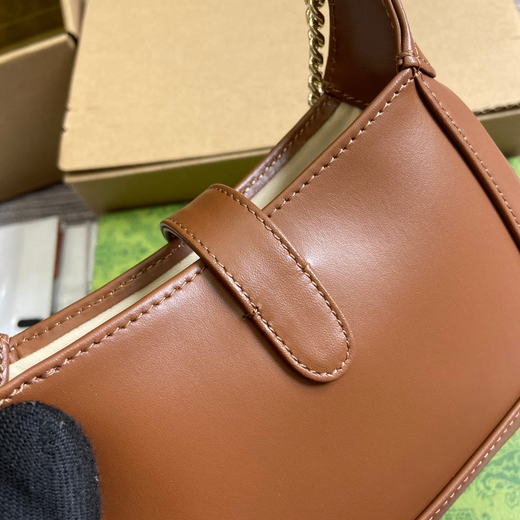 ジャッキー・ノッテ ミニバッグ 19インチ タウニーブラウン カーフスキン ゴールド金具