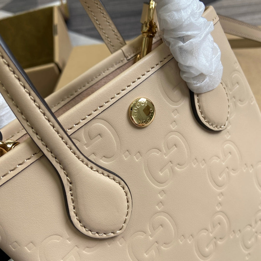 SAC SUPER MINI GG 20 AVEC BANDOULIÈRE EN CUIR DE VEAU BEIGE