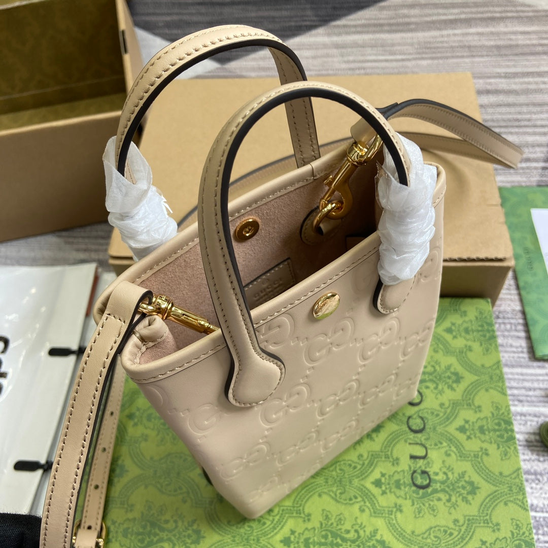 SAC SUPER MINI GG 20 AVEC BANDOULIÈRE EN CUIR DE VEAU BEIGE
