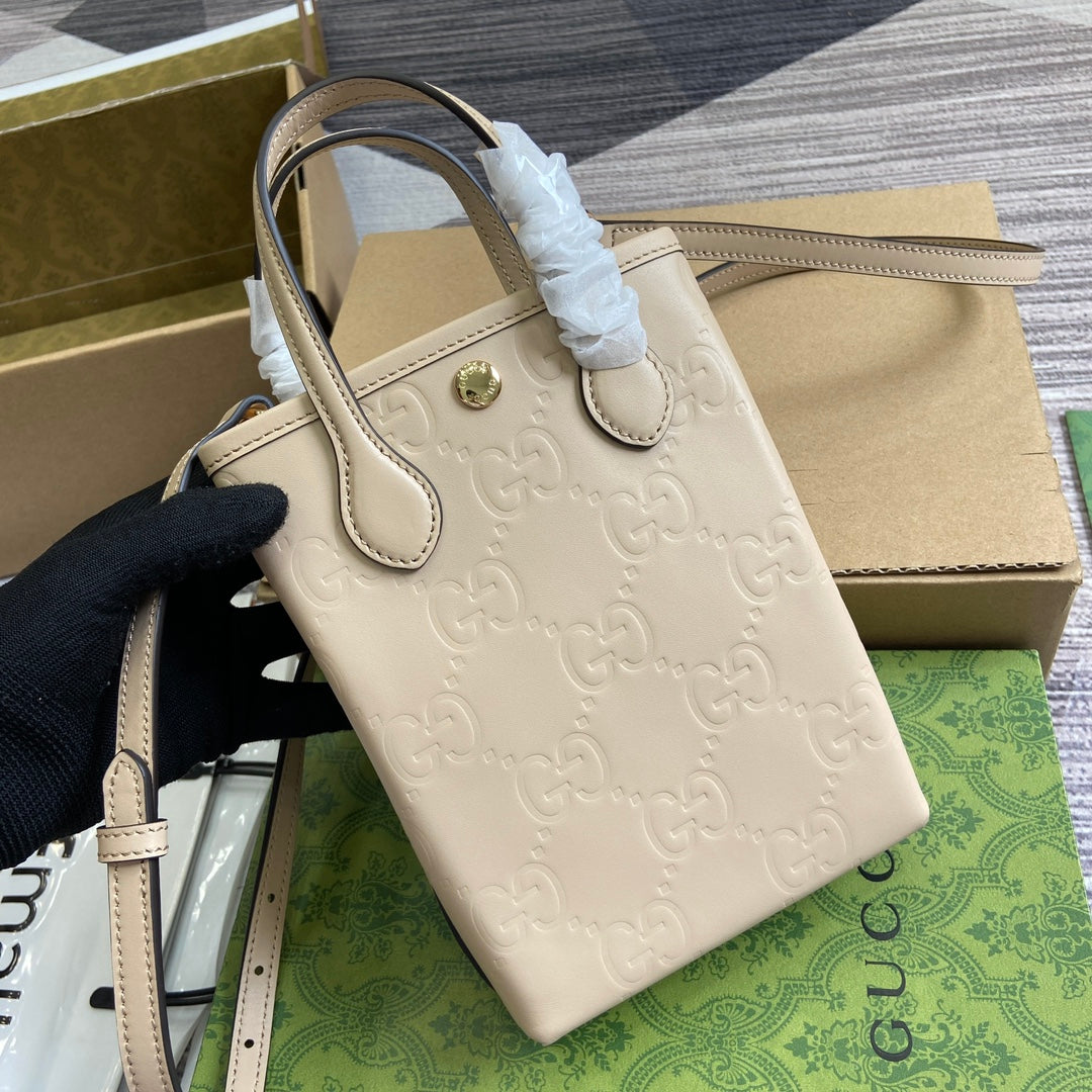 SAC SUPER MINI GG 20 AVEC BANDOULIÈRE EN CUIR DE VEAU BEIGE