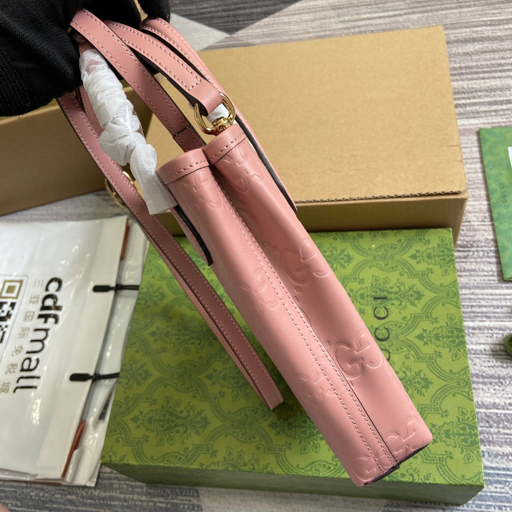 SAC SUPER MINI GG 20 AVEC BANDOULIÈRE EN CUIR DE VEAU ROSE CLAIR