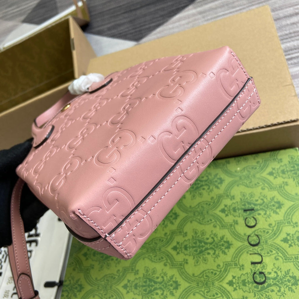 SAC SUPER MINI GG 20 AVEC BANDOULIÈRE EN CUIR DE VEAU ROSE CLAIR