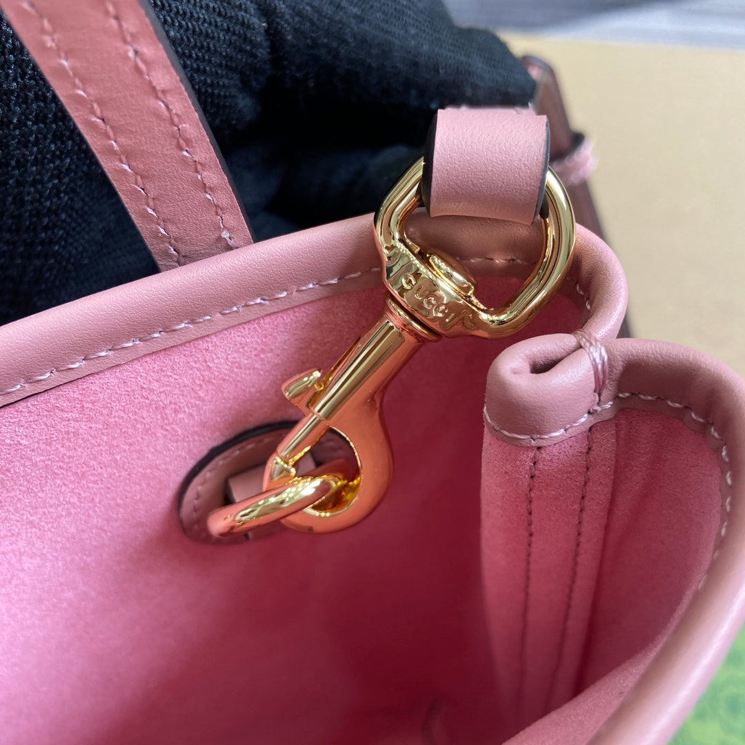 SAC SUPER MINI GG 20 AVEC BANDOULIÈRE EN CUIR DE VEAU ROSE CLAIR
