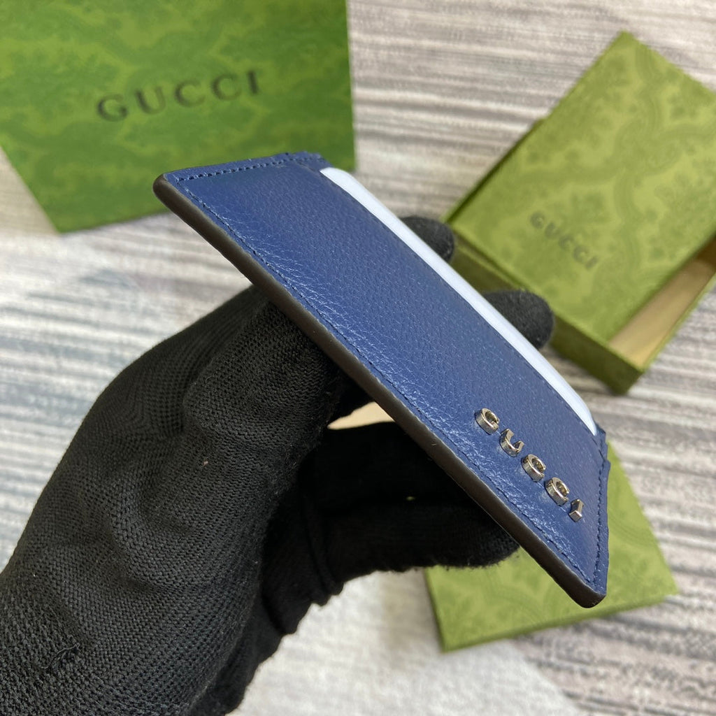 PORTE-CARTES 10 EN CUIR DE VEAU BLEU CLASSIQUE