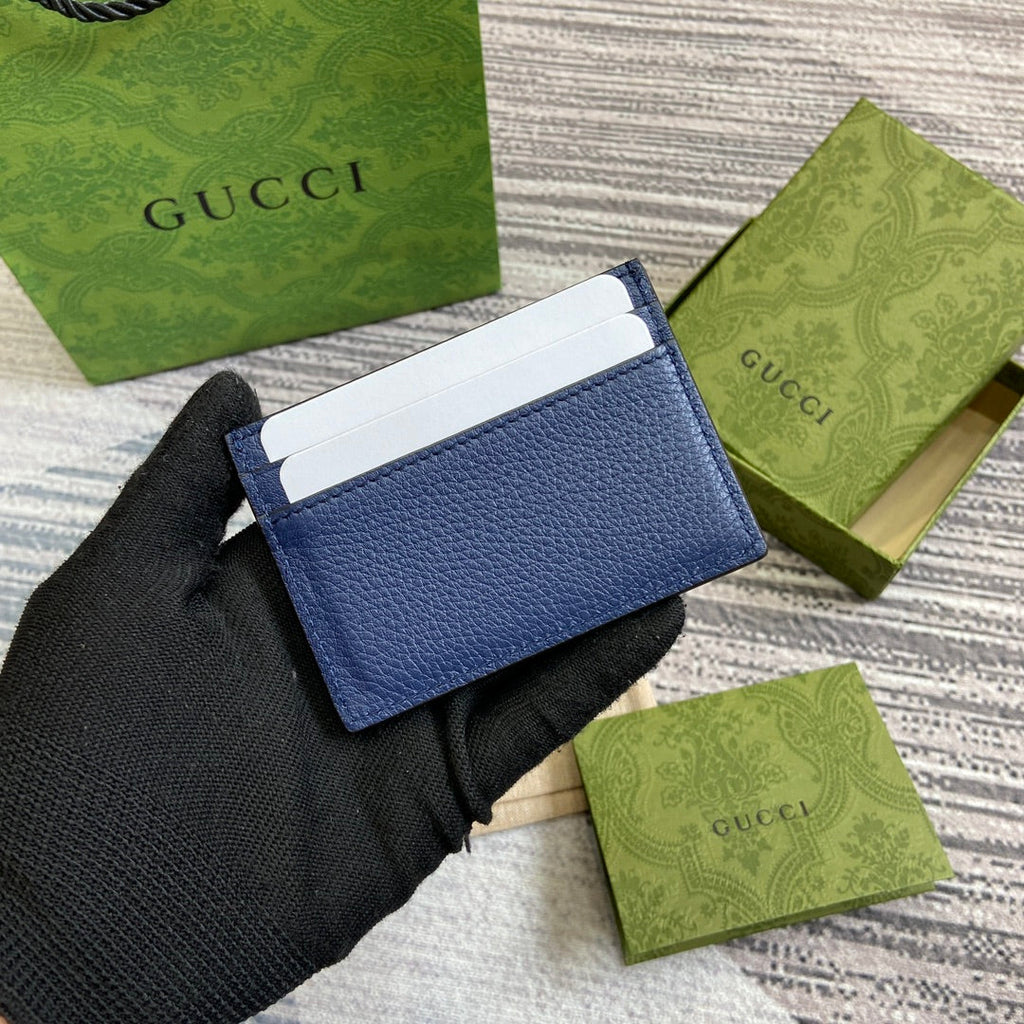 PORTE-CARTES 10 EN CUIR DE VEAU BLEU CLASSIQUE