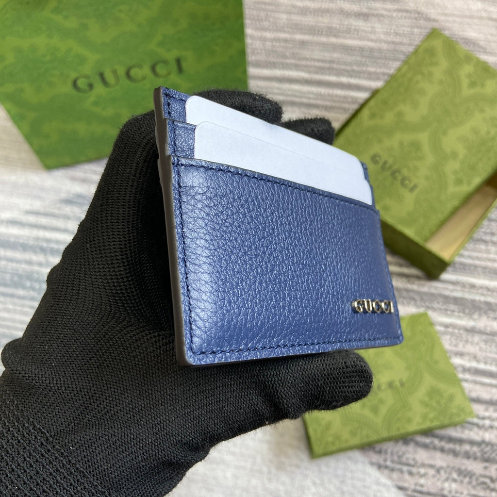 PORTE-CARTES 10 EN CUIR DE VEAU BLEU CLASSIQUE