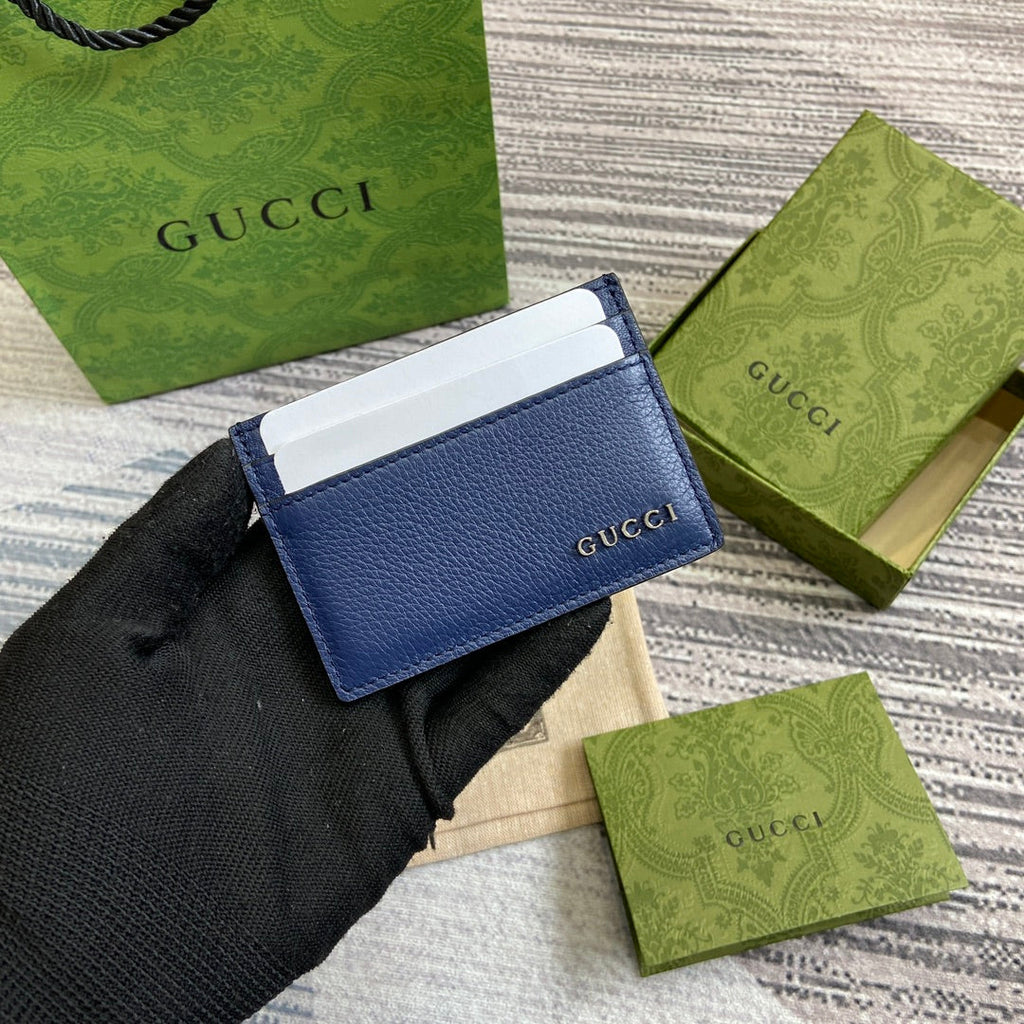 PORTE-CARTES 10 EN CUIR DE VEAU BLEU CLASSIQUE